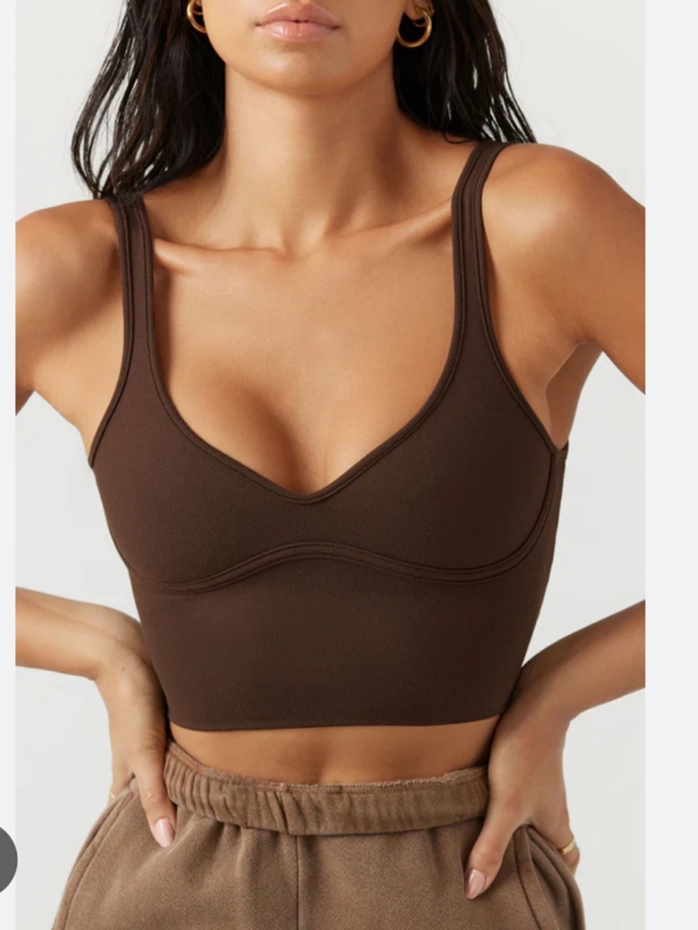 Joah Brown Contour Cropped Tank Brown Sueded Umber Small/Medium excellent